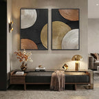 Large Framed Abstract Circles Wall Art Set of 2 - Image 8