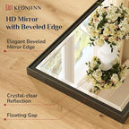 Keonjinn 42" x 36" Black Bathroom Vanity Mirror, Brushed Black Metal Framed - Image 4
