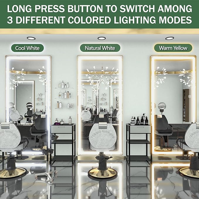 FENNIO Full Length Mirror with Lights, Free Standing Lighted Floor Mirror - Image 4