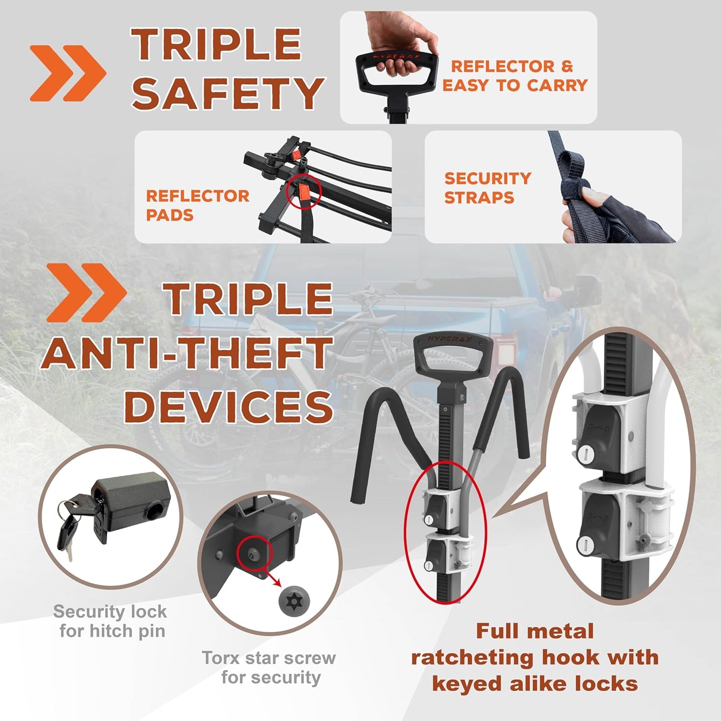 HYPERAX Volt 2 - E Bike Hitch Mounted Platform Style 2 Bikes Carrier for Car, SUV, Trucks, Sedan, Tilting e-Bike Rack for Hitch Fits Up to 2 X 70 lbs Bike with Up to 5" TIRE - NO RV USE!