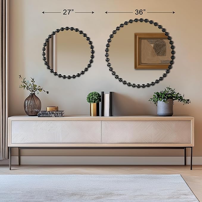 Madison Park Round Mirror, Metal Frame Circle Mirror 27 inch, Wall Art Decor - Image 6