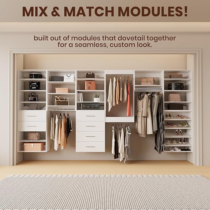 ROOMTEC Modular Closet System, Wall-Mounted Wooden Tower - Image 3