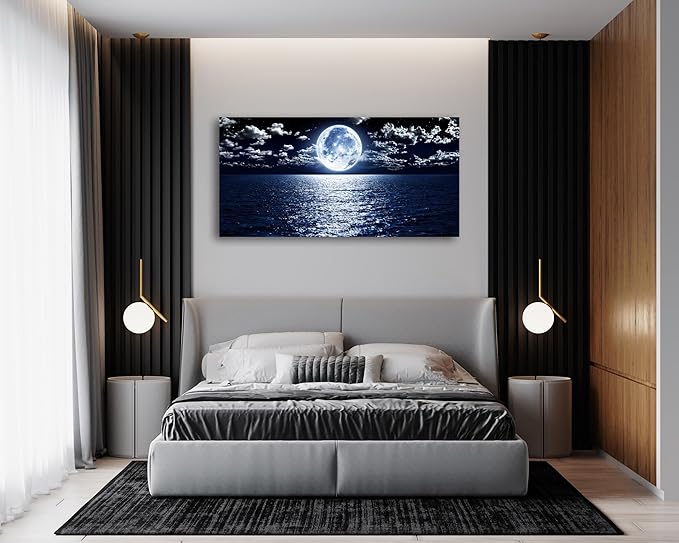 Cao Gen Decor Art S06998 Wall Art Canvas Prints Moon Sea Ocean Landscape 1 - Image 4