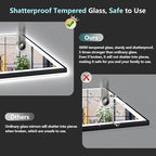 96x36 Black Framed LED Bathroom Mirror - Image 8
