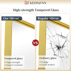 Keonjinn Gold Mirrors for Wall, 60” x 36” Large Brushed Brass Bathroom Mirrors - Image 5