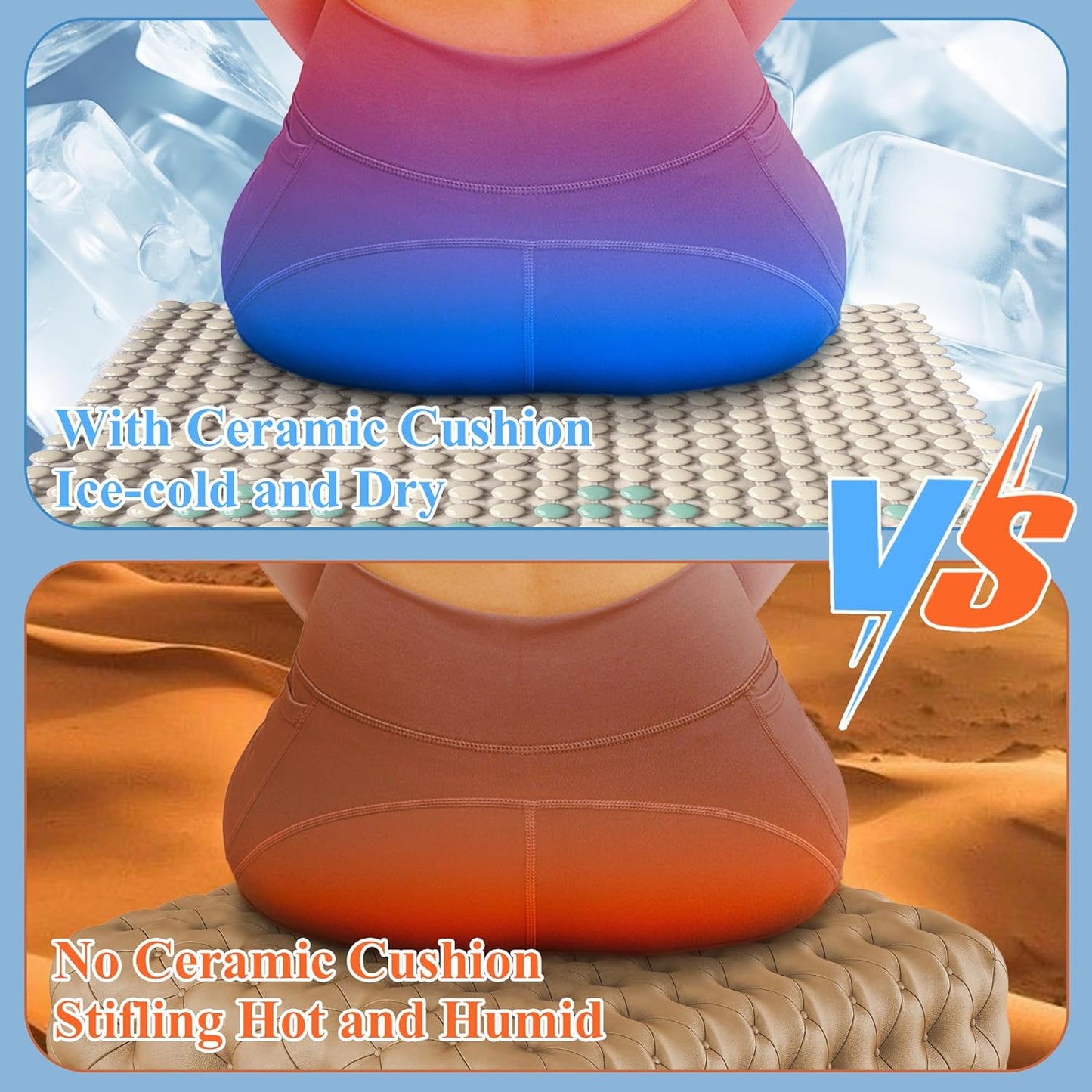 HOMREST Beaded Car Seat Cushion 19x19 Massage Ceramic Seat Cover for Back Pain Cooling Comfy Bead Seat Pad for Trucks,Executive Chairs(Beige)