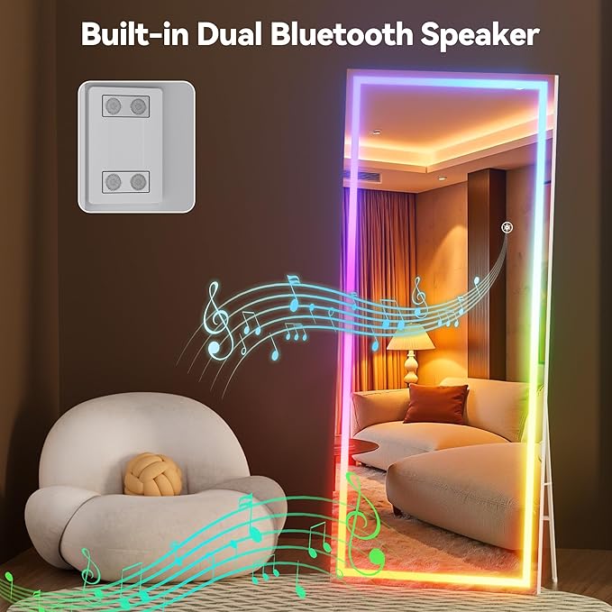 Hasipu 75"x28" LED RGB Bluetooth Full Length Mirror - Image 9