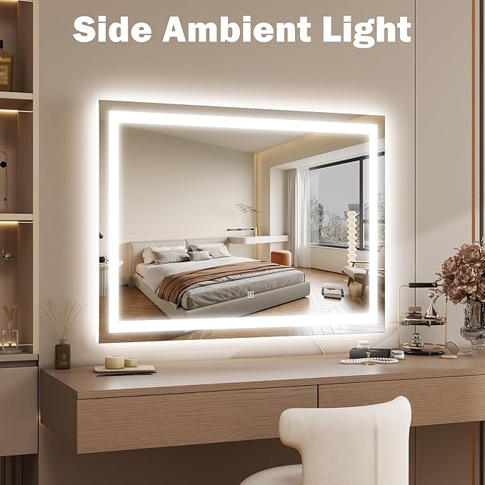 ROLOVE 38"x28" Inch Large Lighted Vanity Mirror, 3-Color Lighting & Dimmable - Image 6