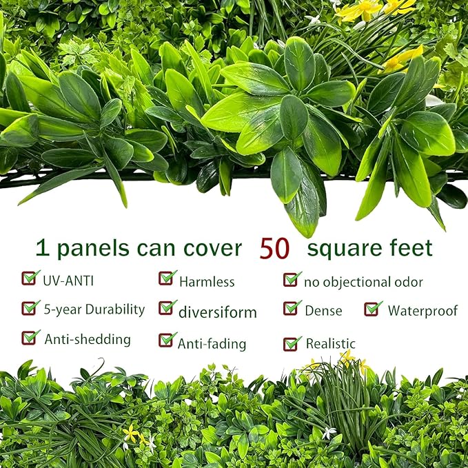 ODTORY Artificial Plant Wall Roll: 60 X 120 in UV-Anti Ivy Privacy Fence Screen - Image 3