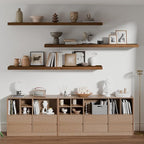 ROGMARS 60Inches Long Walnut Floating Shelves, Rustic Solid Wood Farmhouse Wall - Image 4