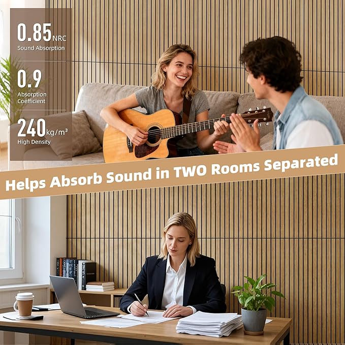 TO-TH Wood-Look Acoustic Wall Panels, 10 Pack 47.2” x 23.6” Acoustic Panels - Image 4