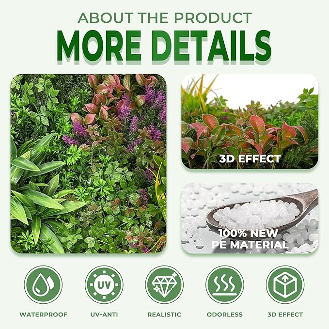 Artificial Grass Wall Roll Panels: 48''x120''Boxwood Hedge Panels, UV-Anti - Image 3