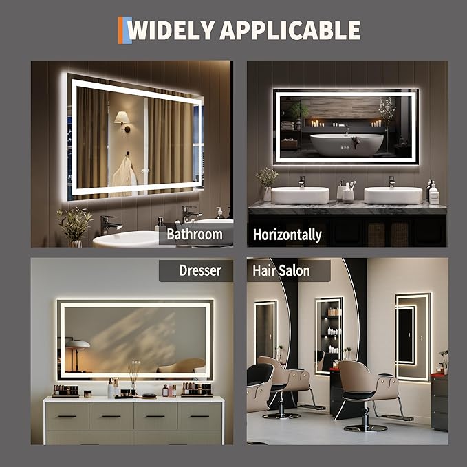 LED Bathroom Mirror 50 x 26 inch, Lighted Bathroom Vanity Mirror - Image 6