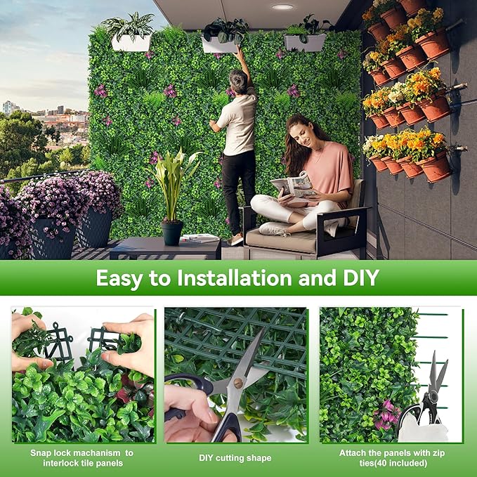 Artificial Grass Wall Roll Panels, UV-Anti Fake Greenery Plant Boxwood Panels - Image 4