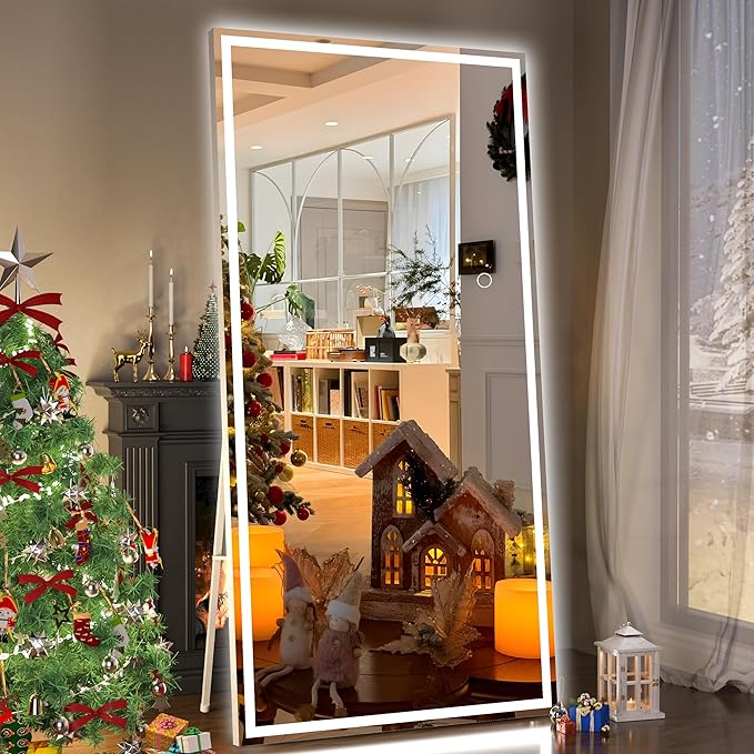 Hasipu Full Length Mirror with Lights, Full Body Dressing Hanging Mounted Mirror by Whatssuitableisthebest
