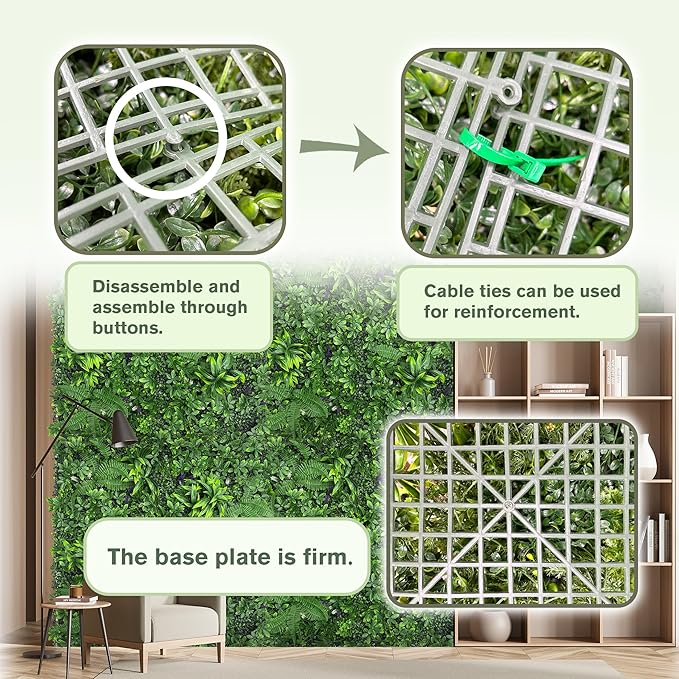 Artificial Green Boxwood Grass Wall Panels: 20"x20" UV Protected Ivy Privacy - Image 3