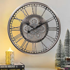 CLXEAST 28 Inch Original Real Moving Gear Wall Clock Roman Numerals, Oversized - Image 9