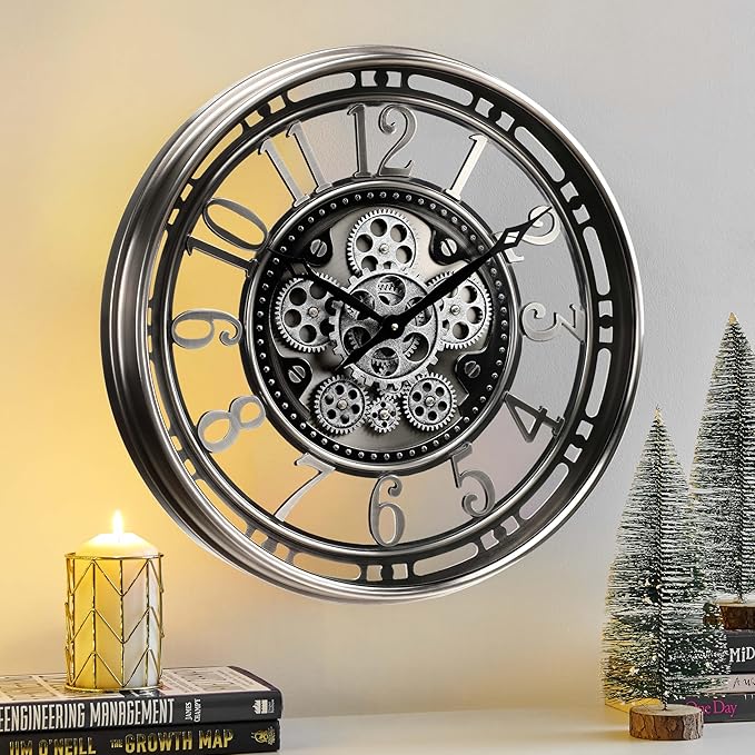 CLXEAST 21 Inch Large Moving Gear Wall Clock, Industrial Steampunk Decor - Image 6