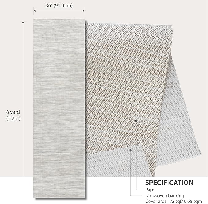 Ansehan Grasscloth Textured Wallcovering W1311 Oxford, Non Prepasted Natural - Image 5