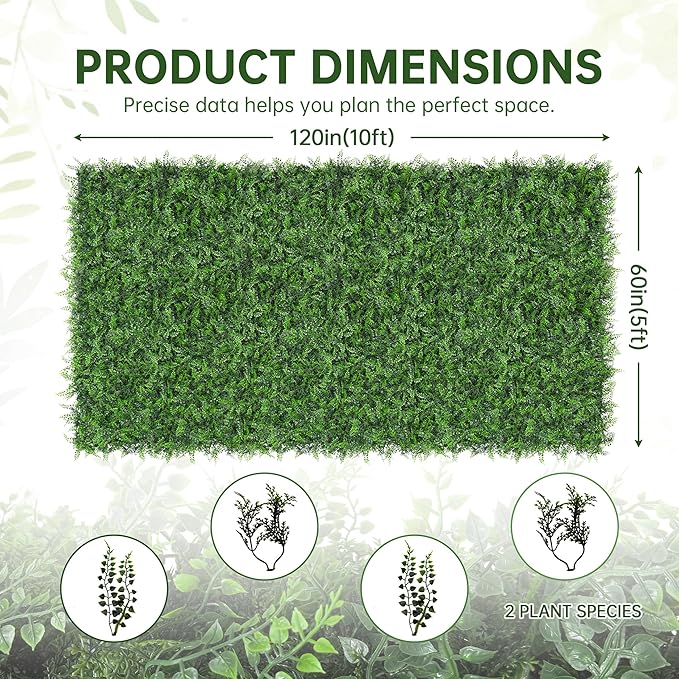 Artificial Green Wall Panels: 60"x120" Boxwood Hedge Green Wall Decor Backdrop - Image 2