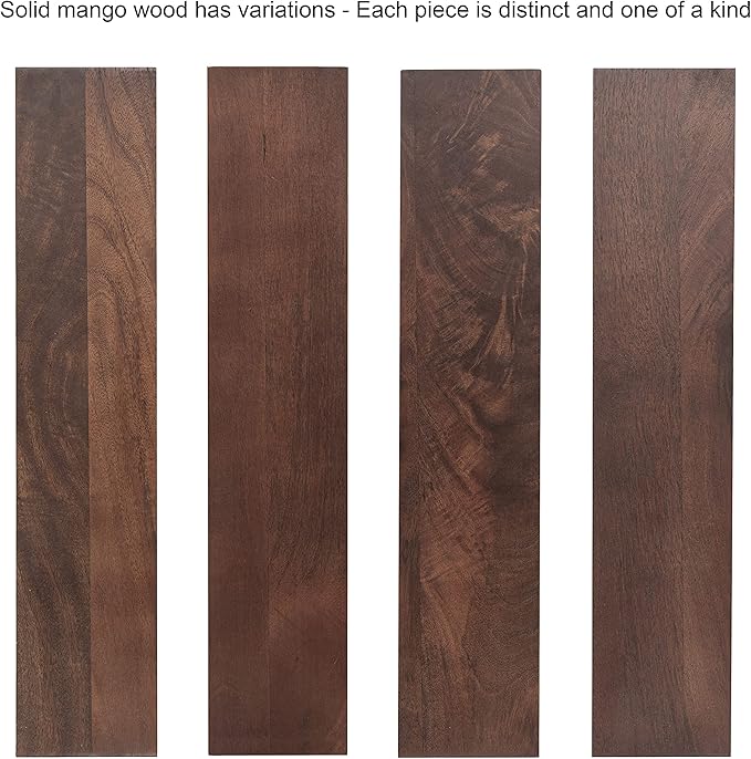 Kate and Laurel Atwood Three-Tiered Adjustable Mango Wood Wall Shelf, Walnut - Image 7