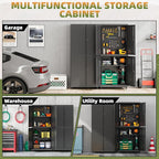 Garage Storage Cabinet with Wheels, Lockable Metal Storage Cabinet - Image 7