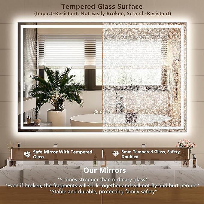 60x36 Inch LED Lighted Bathroom Mirror - Image 4