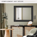 MCS 28x34 Large Wall Mirror, Brushed Black Frame & Beveled Detail Mirror - Image 5