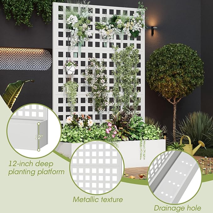 Metal Planter Box with Trellis, Planter Box Trellis with Privacy Screen and - Image 3