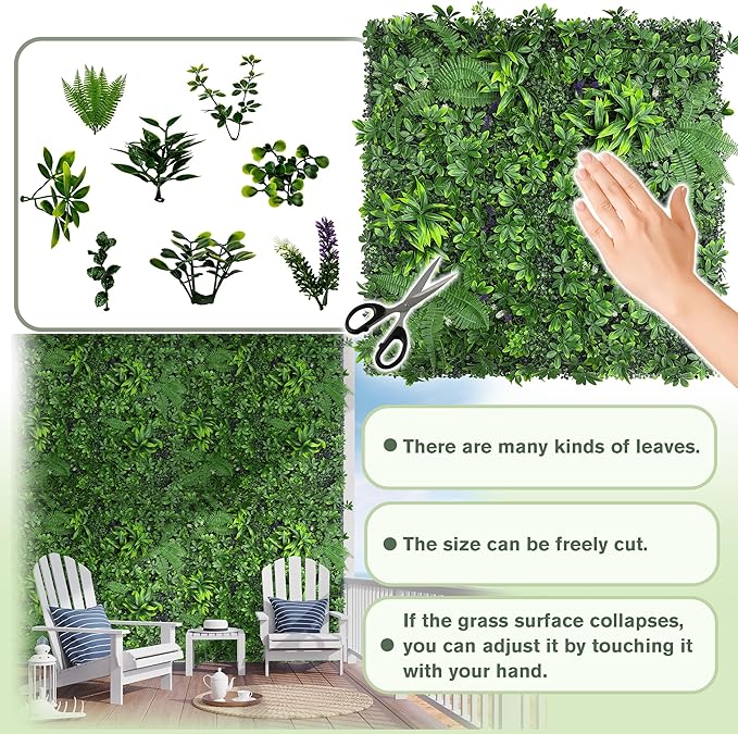 Artificial Green Boxwood Grass Wall Roll: 80"x120" UV Protected Ivy Privacy - Image 3