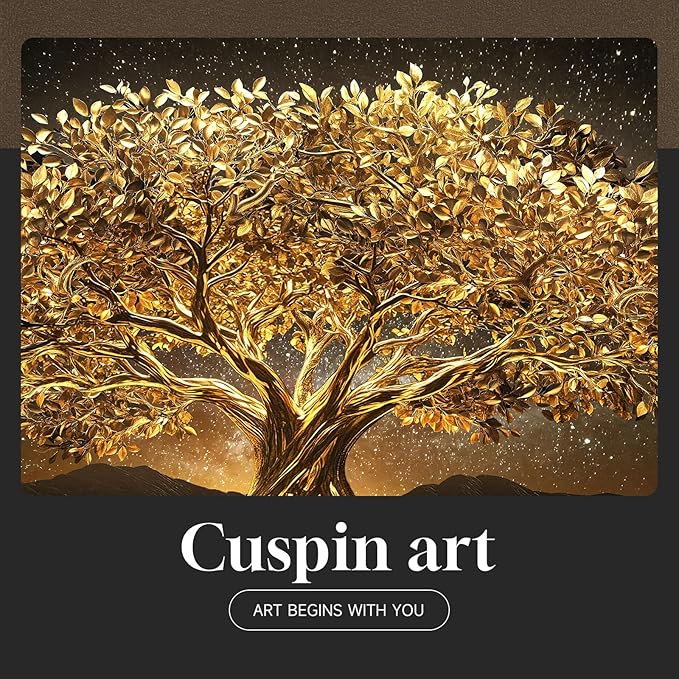 Large Framed Black and Gold Tree of Life Wall Art, Modern Luxury Tree Painting - Image 7