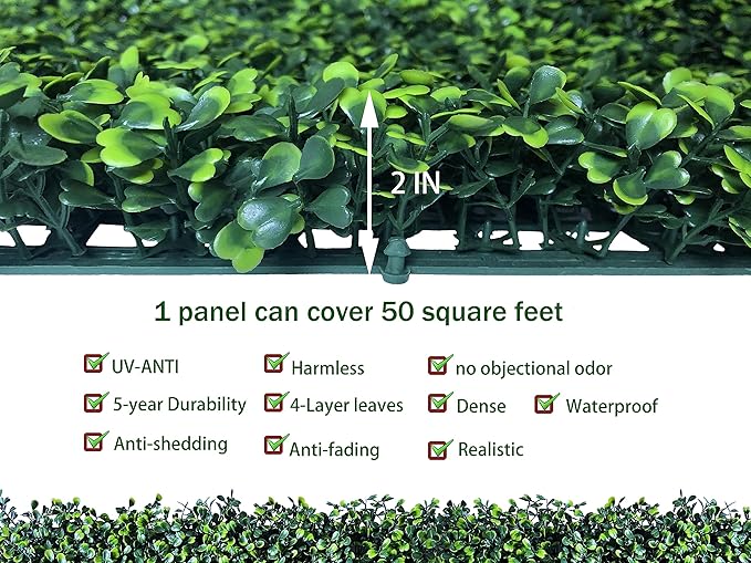 ODTORY Artificial Ivy Privacy Fence Wall Screen: 5FT X10FT UV-Anti Faux Boxwood - Image 3