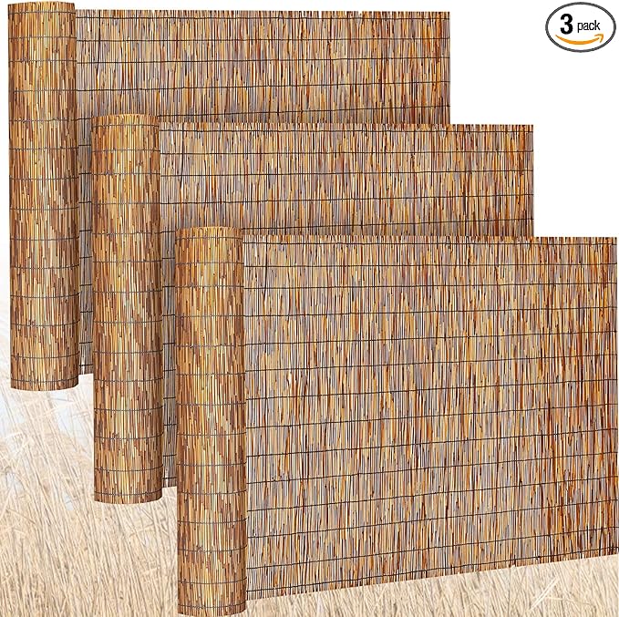 Barydat 3 Pcs 6 x 16.4 ft Reed Fence Roll, 85% Shade Bamboo Privacy Screen by home
