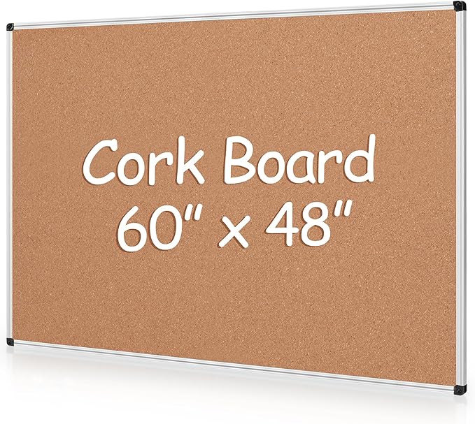 Extra Large Cork Bulletin Board 60" X 48", Wall Mounted Notice Pin Board by Justdowhatyouwanttodo