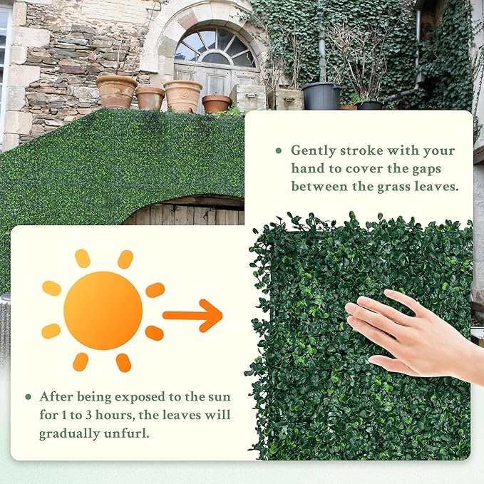 ODTORY Artificial Boxwood Wall Panels 20x20 inch 26Pcs, UV-Anti Faux Greenery - Image 5
