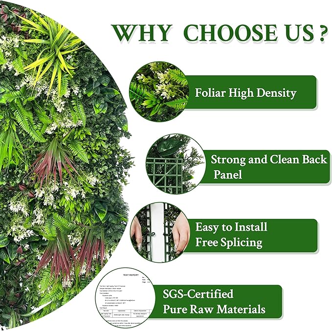 ODTORY Artificial Plant Wall Panels: 6FT×12FT UV-Anti Faux Grass Wall Backdrop - Image 5