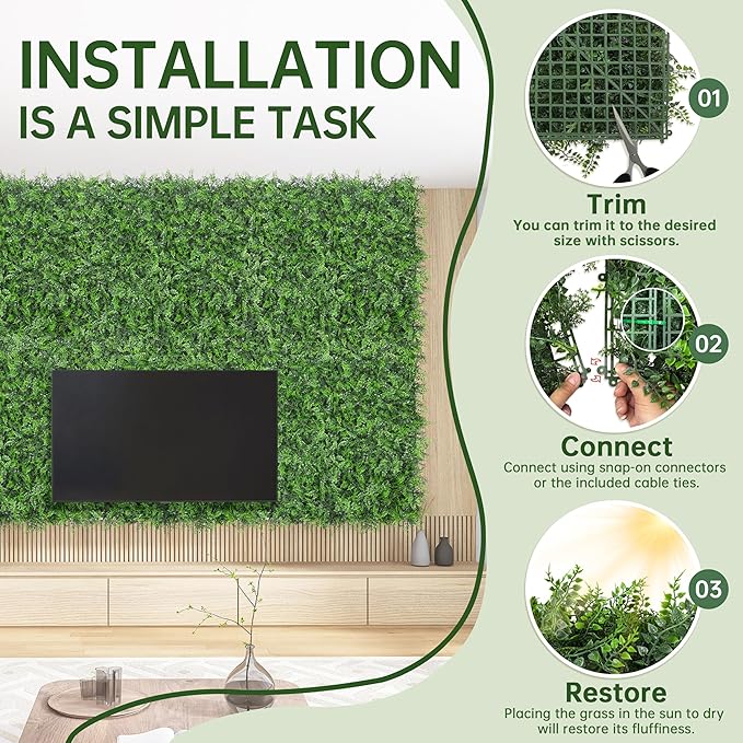 Artificial Green Wall Panels: 80"x120" Boxwood Hedge Green Wall Decor Backdrop - Image 5