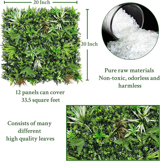 ODTORY Artificial Boxwood Topiary Hedges Panels: 20'' x 20'' 12P UV-Protected - Image 2