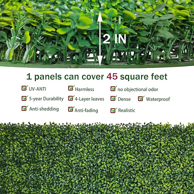 ODTORY Artificial Boxwood Roll Panels: 40 X 160 in UV-Anti Artificial Ivy - Image 3