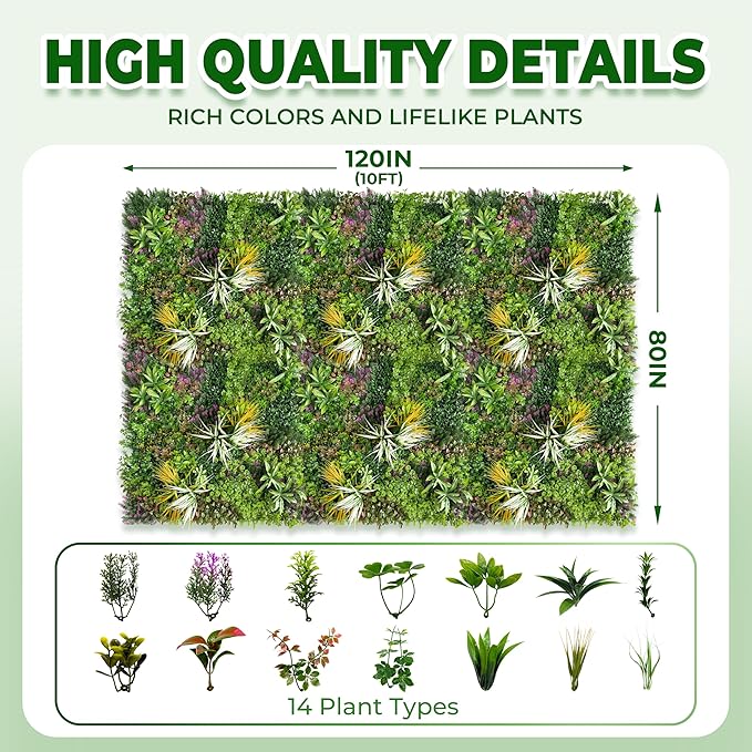 Artificial Grass Wall Roll Panels: 80''x120''Boxwood Hedge Panels, UV-Anti - Image 2