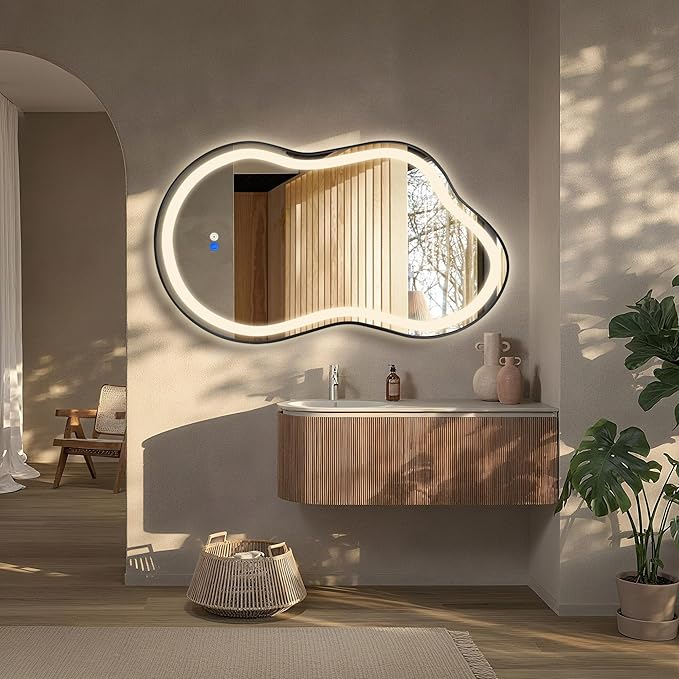 Dorlicecass Irregular Led Bathroom Mirror- Black 24"x36" Single Piece Vanity - Image 4