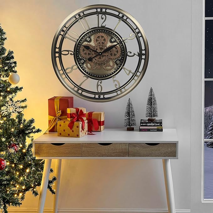 CLXEAST 28 Inch Large Moving Gear Wall Clock - Image 7