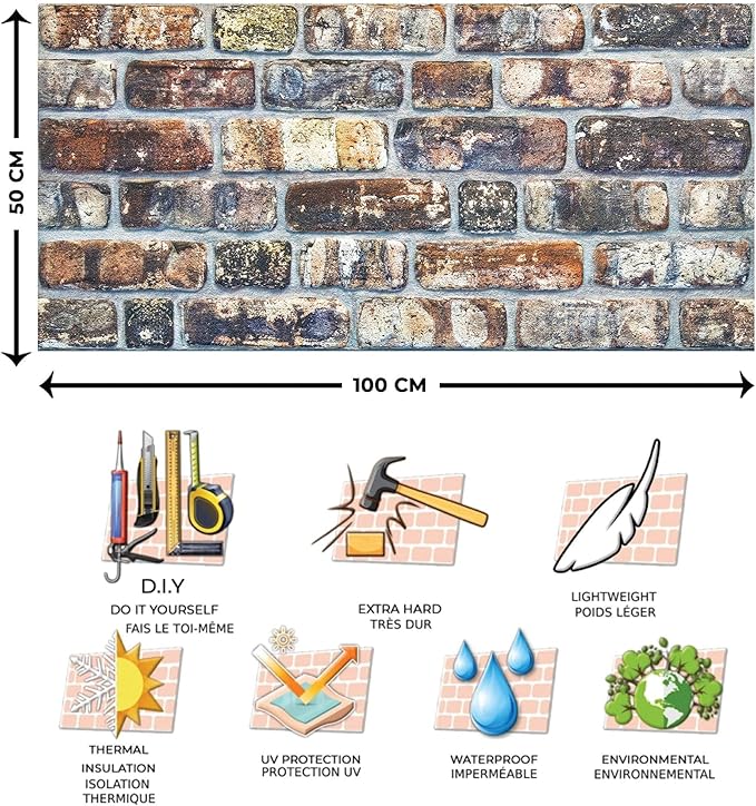 Dundee Deco 3D Wall Panels Faux Brick - Image 2