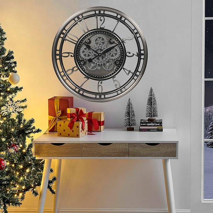 CLXEAST 28 Inch Large Industrial Moving Gear Wall Clock - Image 8