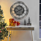 CLXEAST 28 Inch Large Industrial Moving Gear Wall Clock - Image 8