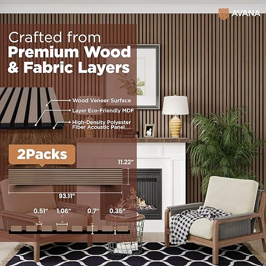 Avana Acoustic Wood Wall Panels – 93.2x11.25 Inch Panels – Fits 94x12 Layout – - Image 4