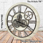 The B-Style Large Wall Clock 24 inch Moving Gear Wall Clock Oversized Vintage - Image 2