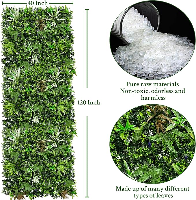 ODTORY Artificial Boxwood Topiary Hedges Panels: 40'' x 120'' UV-Protected - Image 2