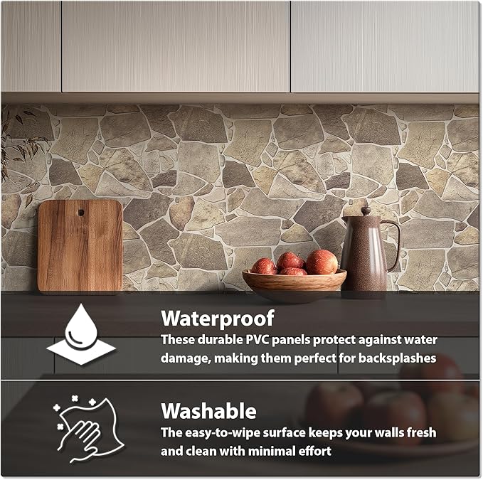 CONCORD WALLCOVERINGS ™ Retro-Art 3D Faux Stone Wall Panels, Lightweight 17.5" - Image 4