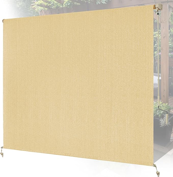 10'W x 8'H Sesame Outdoor Roller Shade by Unknown